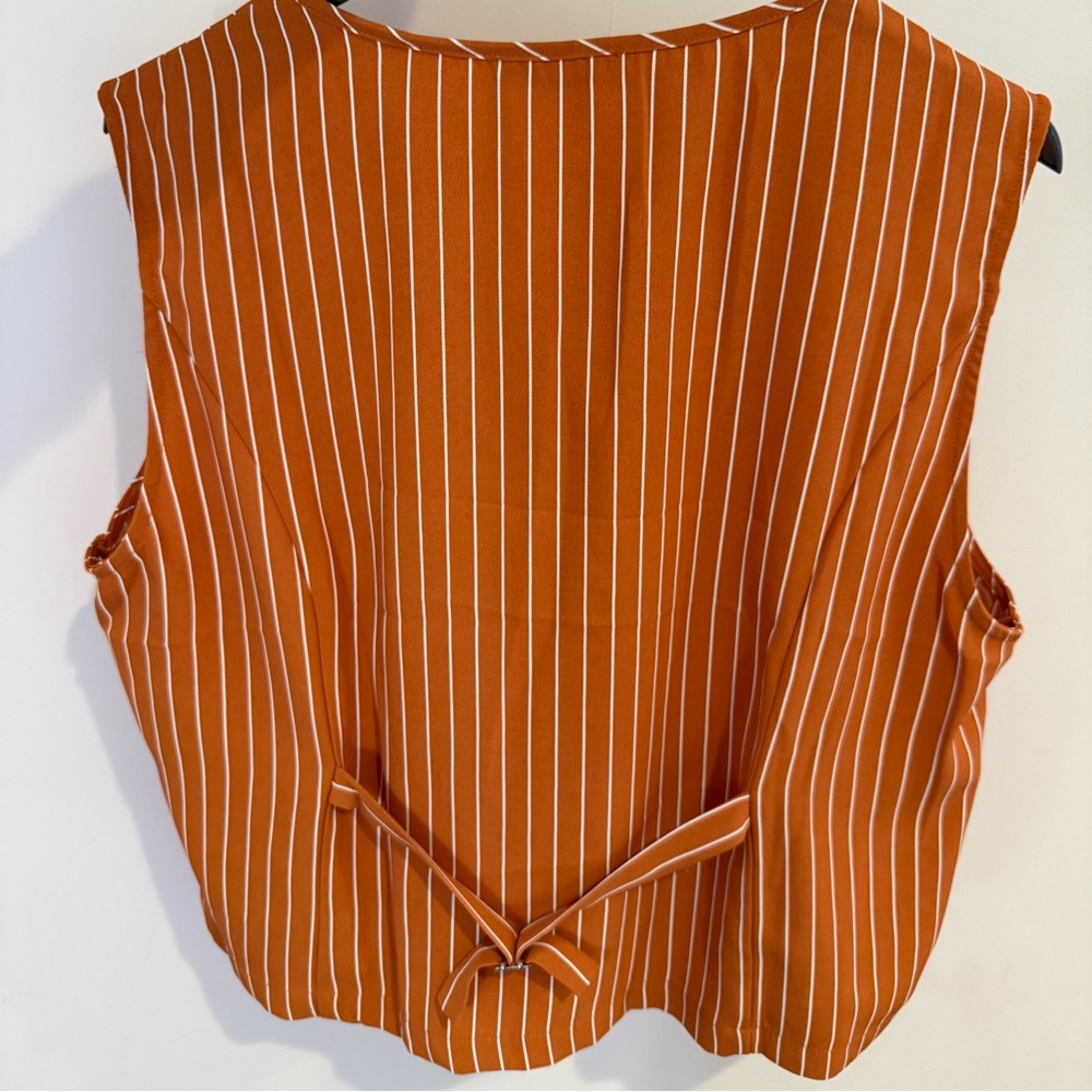 NWT XXL Striped Pumpkin Spice Orange Vest Maxi Skirt Set Plus Size Fall Fashion - Picture 4 of 16